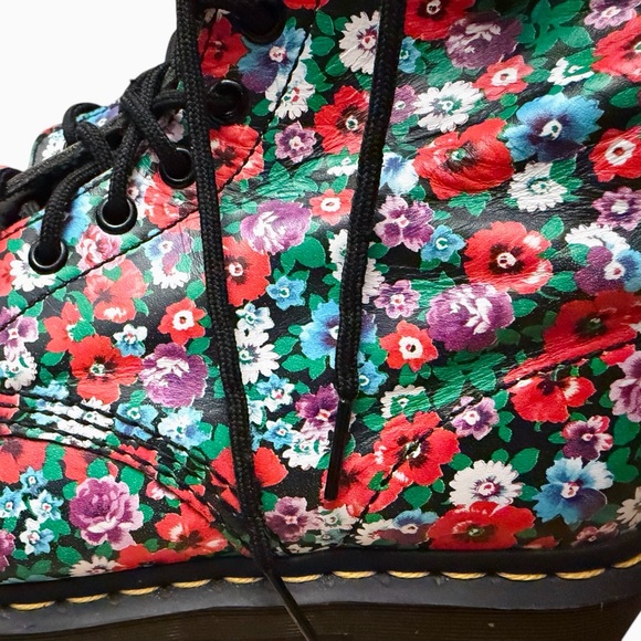 Dr. Martens Pascal Floral Poppy Combat Boots - Picture 11 of 12